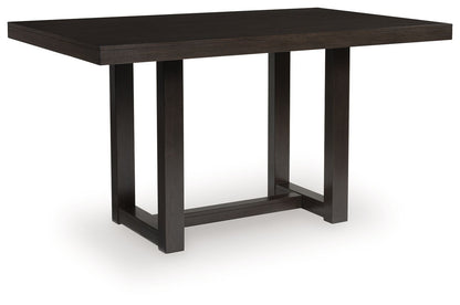 Neymorton - Dark Grayish Brown - 5 Pc. - Rectangular Dining Room Counter Table, 4 Barstools