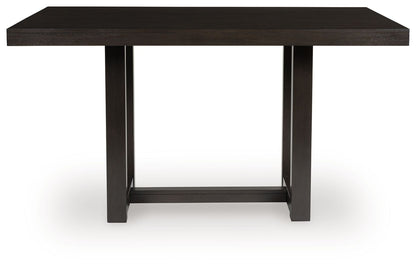 Neymorton - Dark Grayish Brown - 5 Pc. - Rectangular Dining Room Counter Table, 4 Barstools