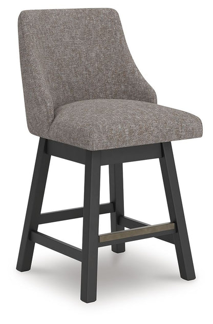 Neymorton - Upholstered Swivel Barstool (Set of 2) - Dark Grayish Brown