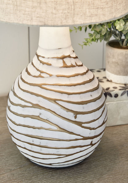 Aleela - Metal Table Lamp  - White / Gold Finish